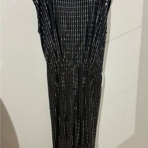 Elegant Black and Silver Striped Jumpsuit